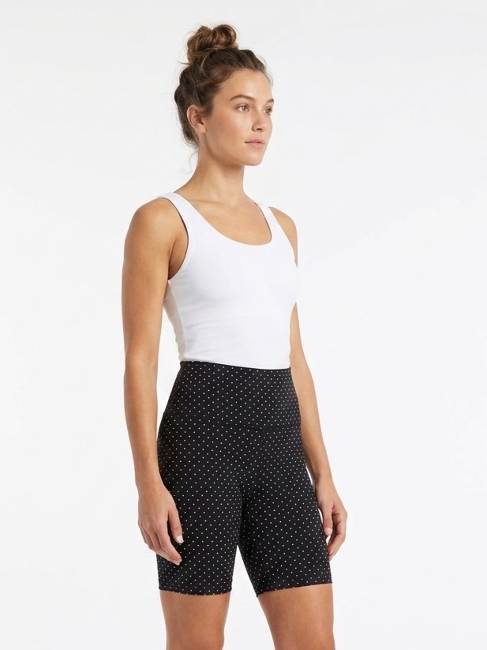 High Waisted Polka Dot Bike Shorts Athletic Workout Spandex Size M Yoga Retro